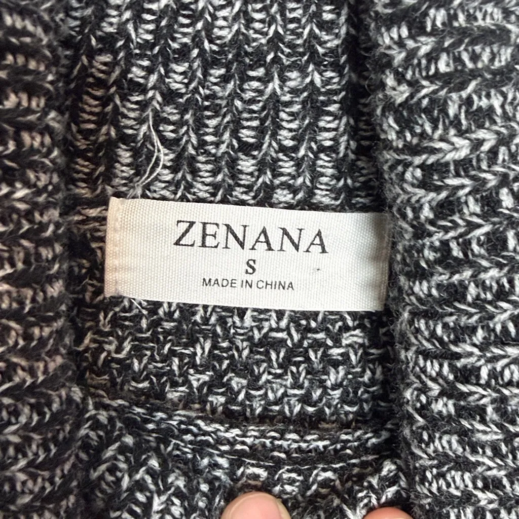 Zenana Marled Balloon Sleeve Turtleneck Sweater Gray Size Small - Image 2