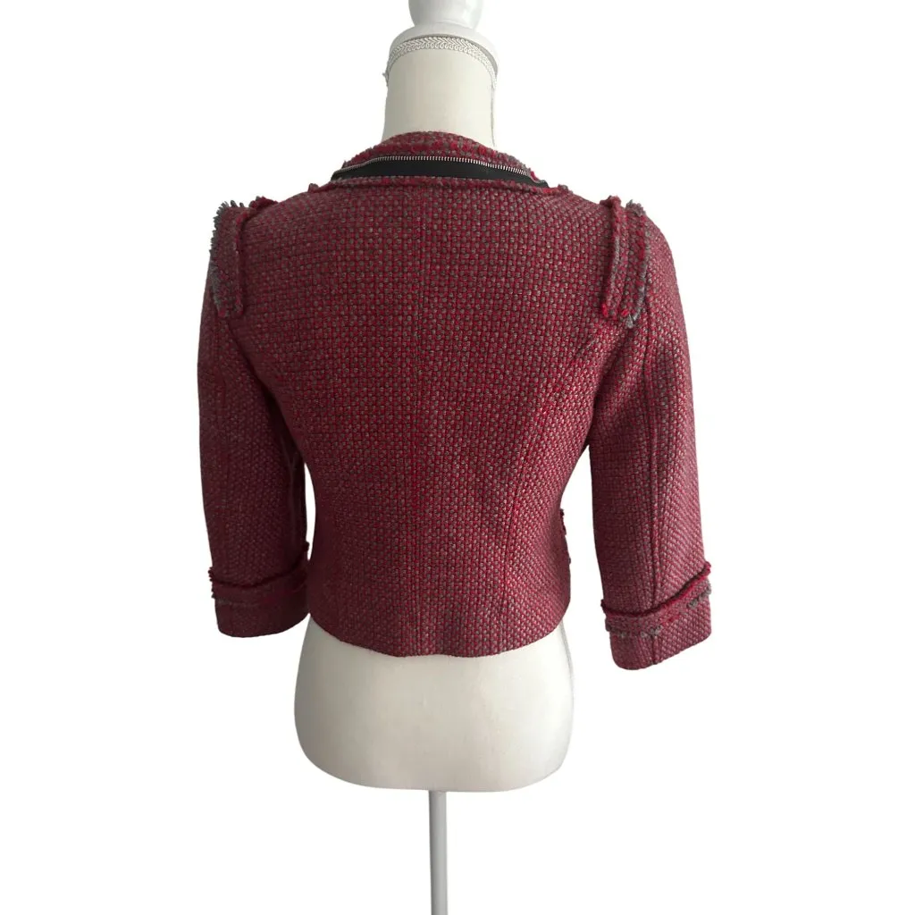 HINGE Red Gray Wool Blend Blazer Jacket Size XS (0/2) - Image 8