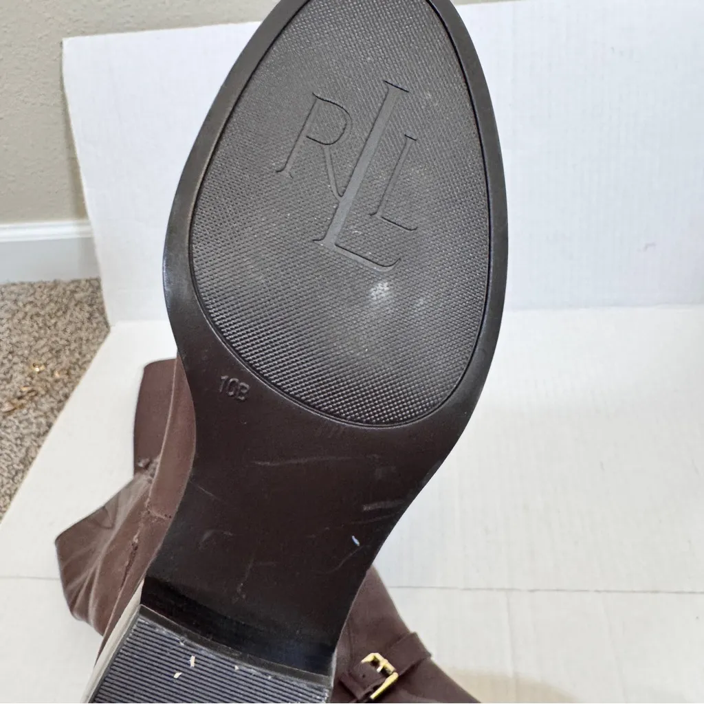 Ralph Lauren Brown Leather Riding Boots Womens 10 Knee High Fall Old Money - Image 9