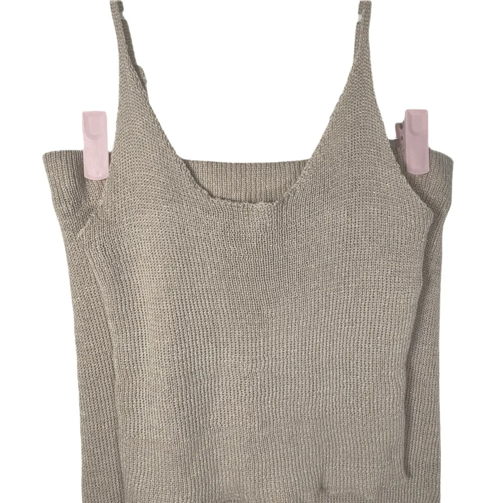 NWOT Two Piece Spaghetti Strap Cami Top & Bodycon Maxi Skirt Set Medium Tan - Image 5