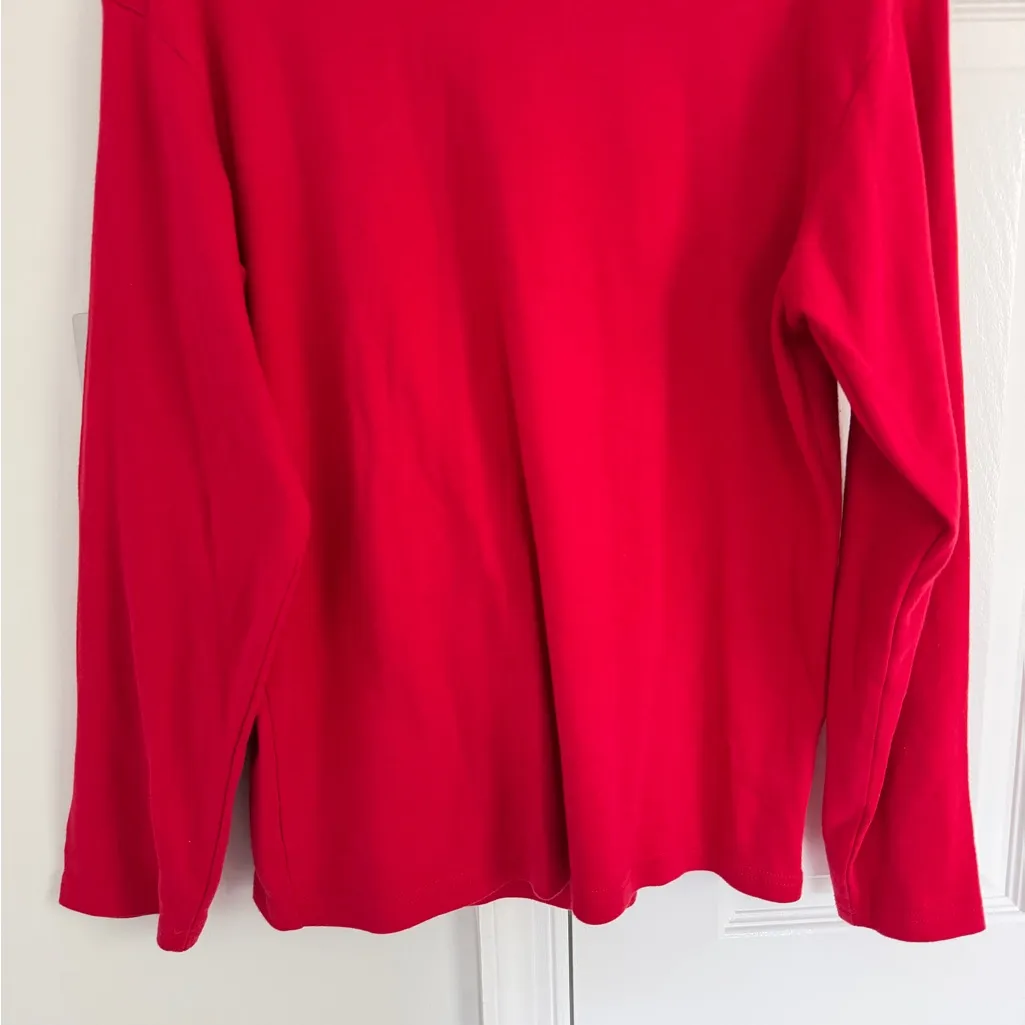 Polo Ralph Lauren Top Womens XL Red Turtleneck Vintage 90s Embroidery Holiday - Image 4