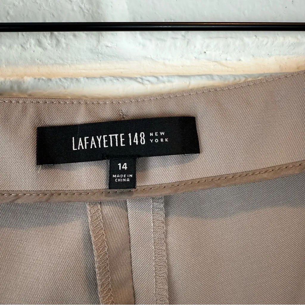 Lafayette 148 Stanton Trousers Khaki Tan Drift Side zip Pants Office NWT 14 - Image 5