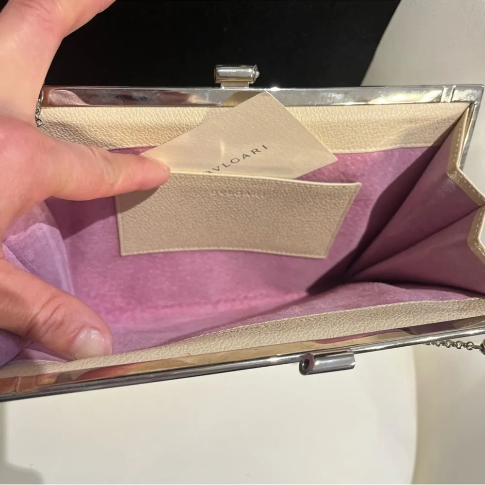 Bvlgari Roma Yellow Leather Frame Clutch Bag – Chain Shoulder Strap Made Italy - Image 8