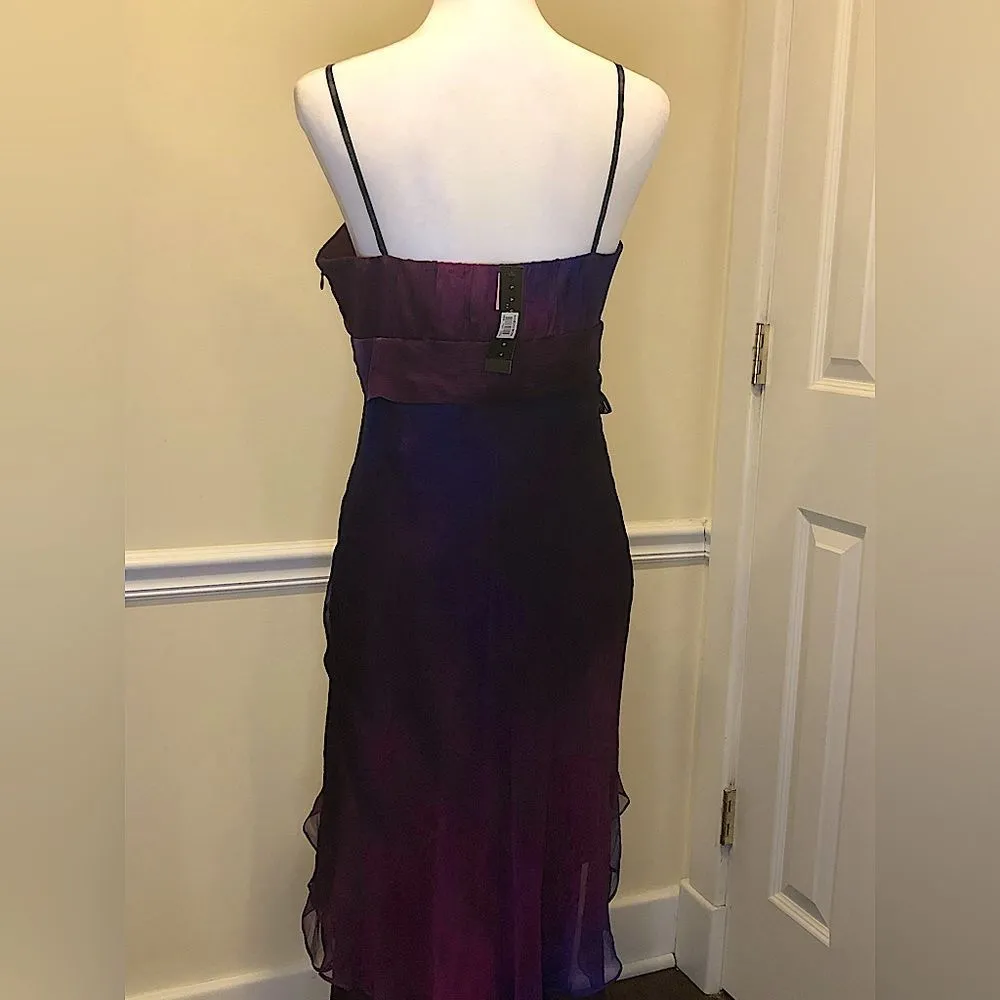 LAUNDRY SHELLI SEGAL Purple Silk Dress With Gentle Darting & Layers Sz 10 NWT - Image 12
