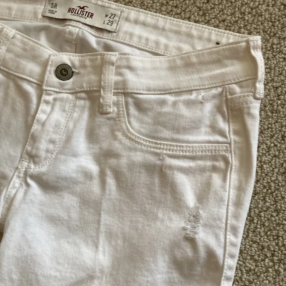 Hollister Distressed Low Rise Skinny Jeans Pants White Size 5R Juniors EUC - Image 4