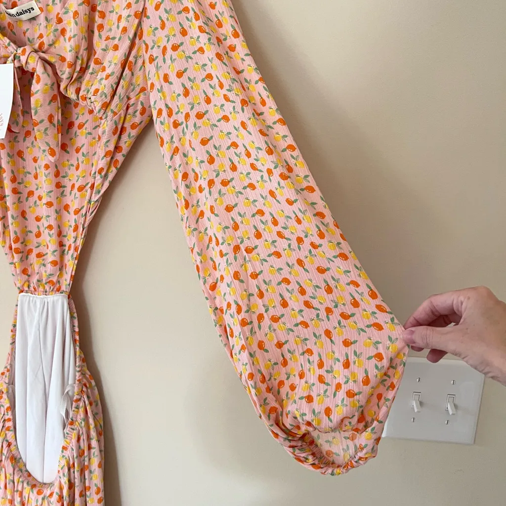 Dippin’ Daisy’s Marla Dress New With Tags Medium Lemon Orange Print Cutout‎ - Image 5