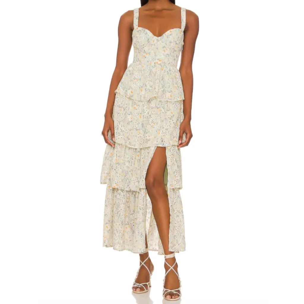 ASTR Midsummer Floral Tiered Maxi Dress Ruffle Boho Romantic Size L NEW‎ - Image 11