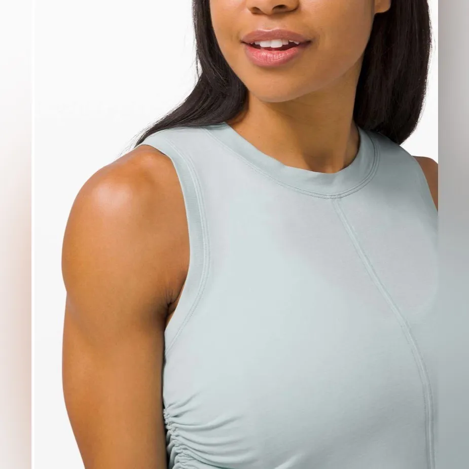 Lululemon Women’s Cinch It Up Tank Top Hazy Jade Workout Pima Cotton EUC $54 - Image 6