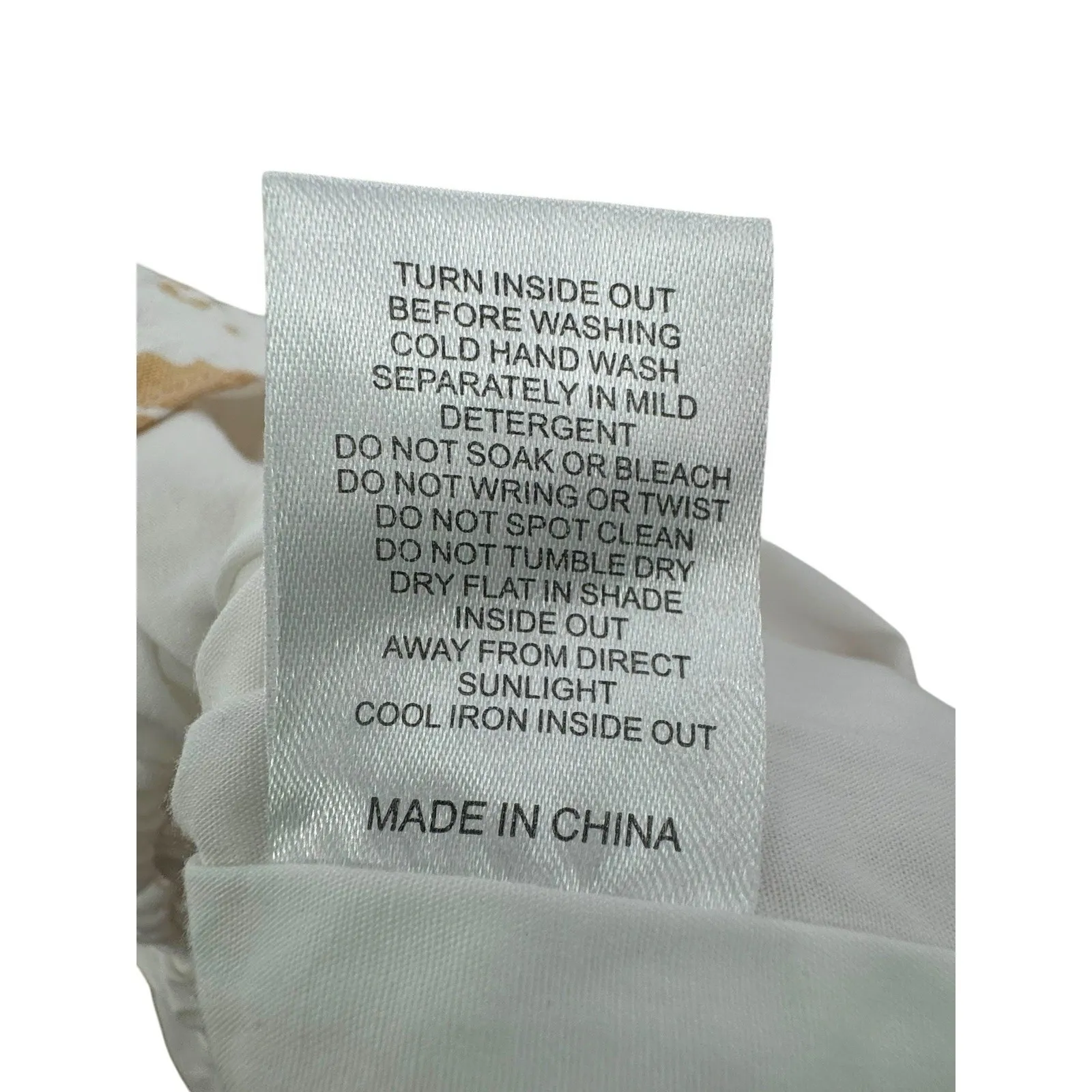 SABO LUXE‎ Camari Linen Dress Smocked Patterned Ruffle Hem White Beige Women's S - Image 11