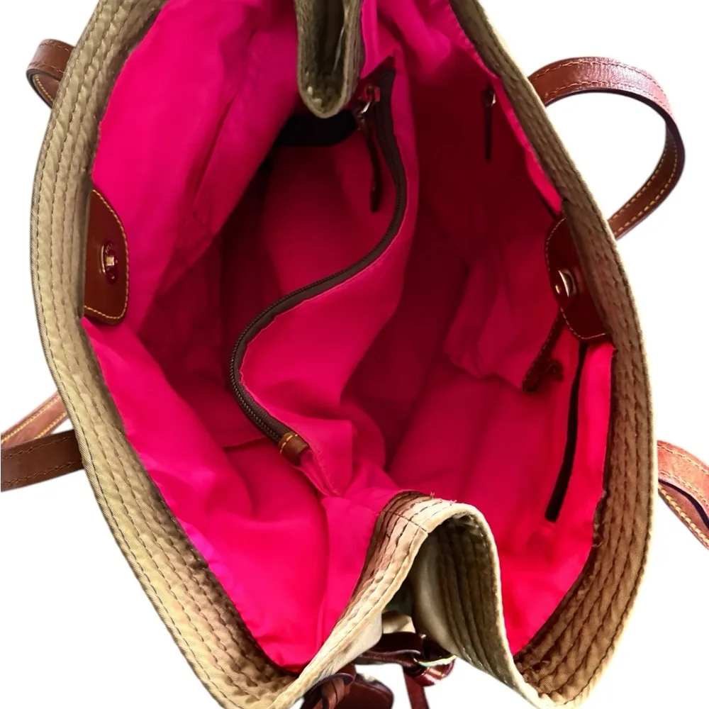 Dooney & Bourke Victoria Nylon Tote Bag Shoulder Handbag Purse Beige Large - Image 6