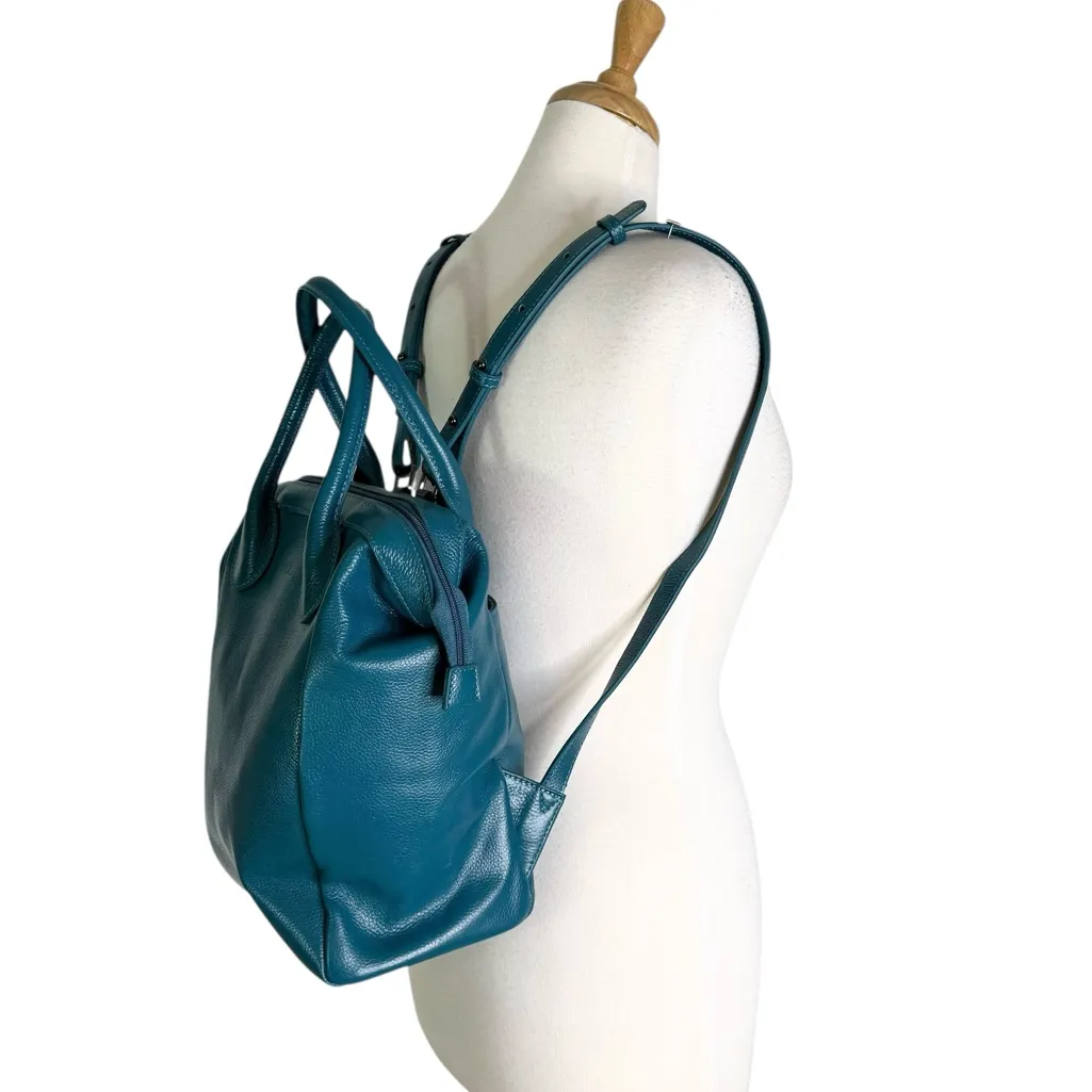 Beck Pack Italian Leather Beck Bag Backpack Tote Turquoise Green - Image 6