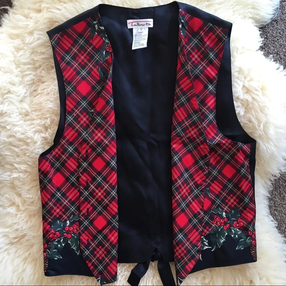 2 Piece Vintage Christmas Vest & Faux Wrap Skirt Size M - Image 5