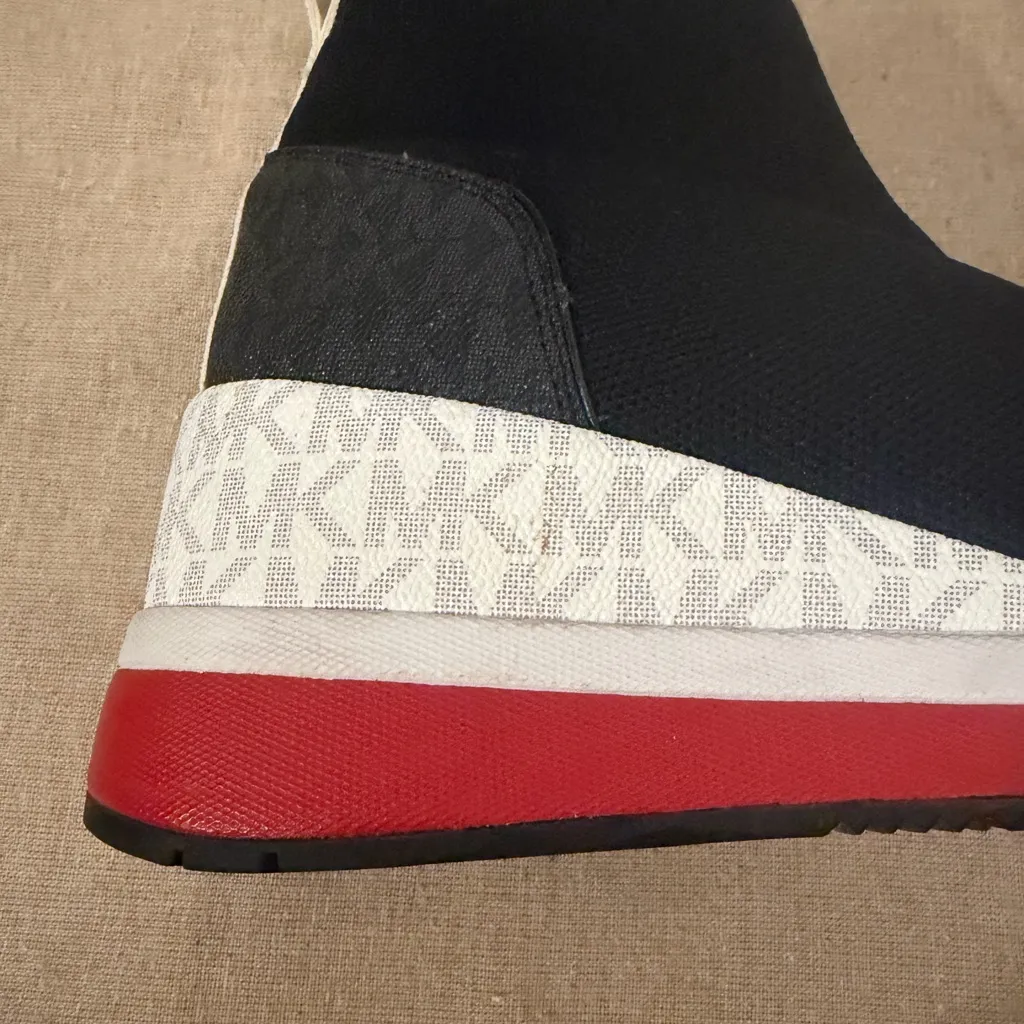 Michael Kors Black and Red High-Top Slip on wedge Sneakers! - Image 5