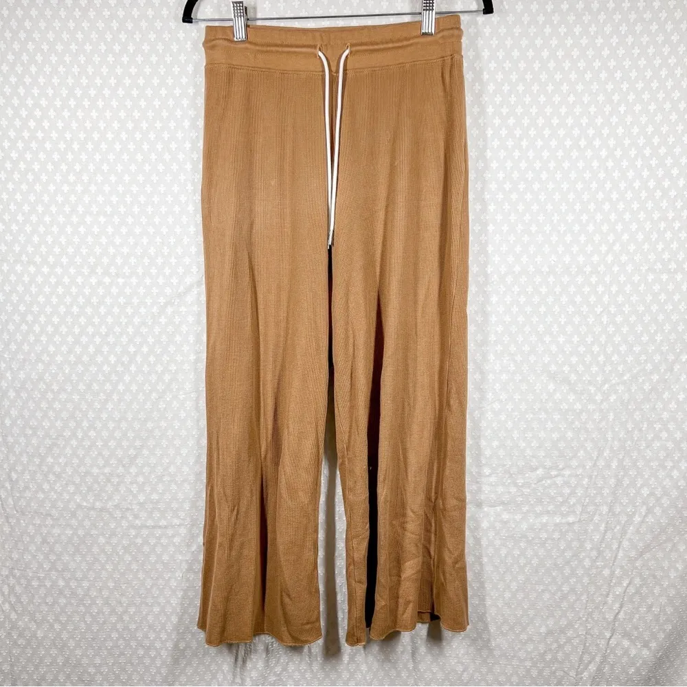 Mate The Label Brown Thermal Knit Organic Cotton Wide Leg Pants - Image 3