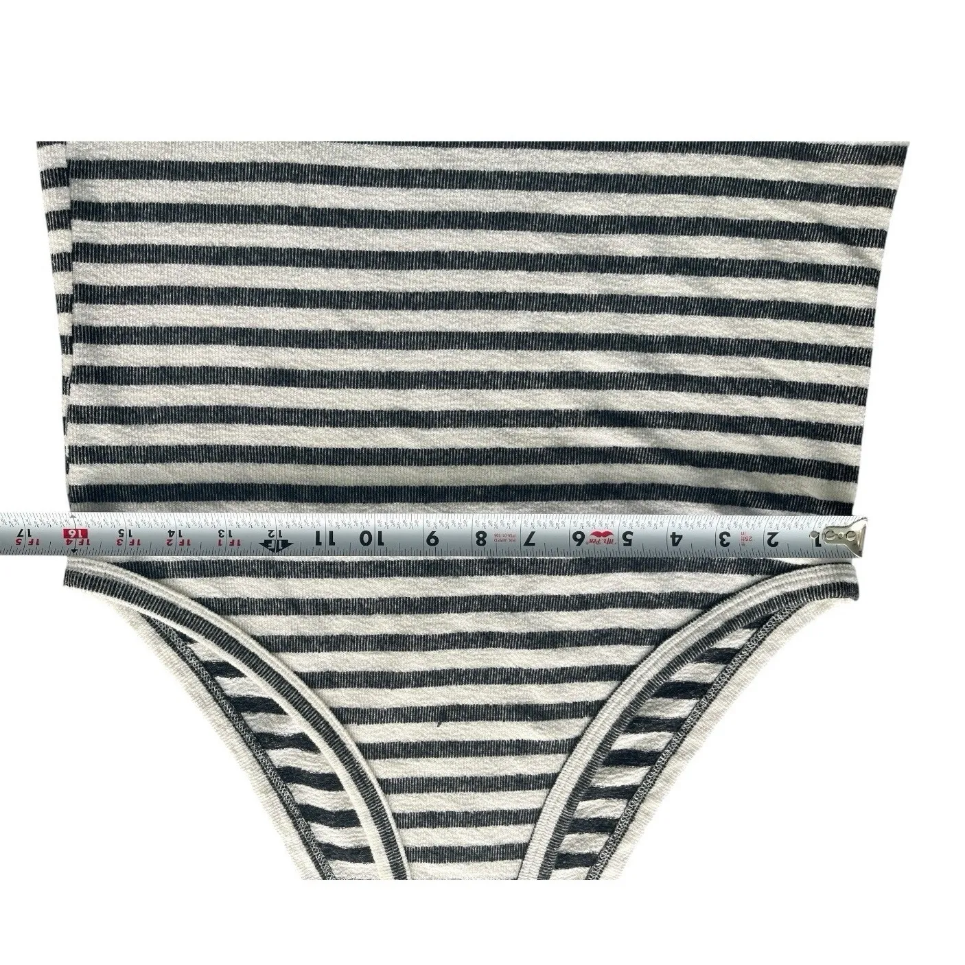 Poof Racerback Black White Stripe Tank Top Med 90s Grunge Minimalist  Athleisure - Image 8