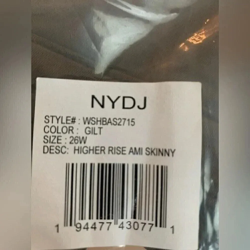 NYDJ Higher Rise Ami Skinny Jeans Color GILT Size 26W - Image 4