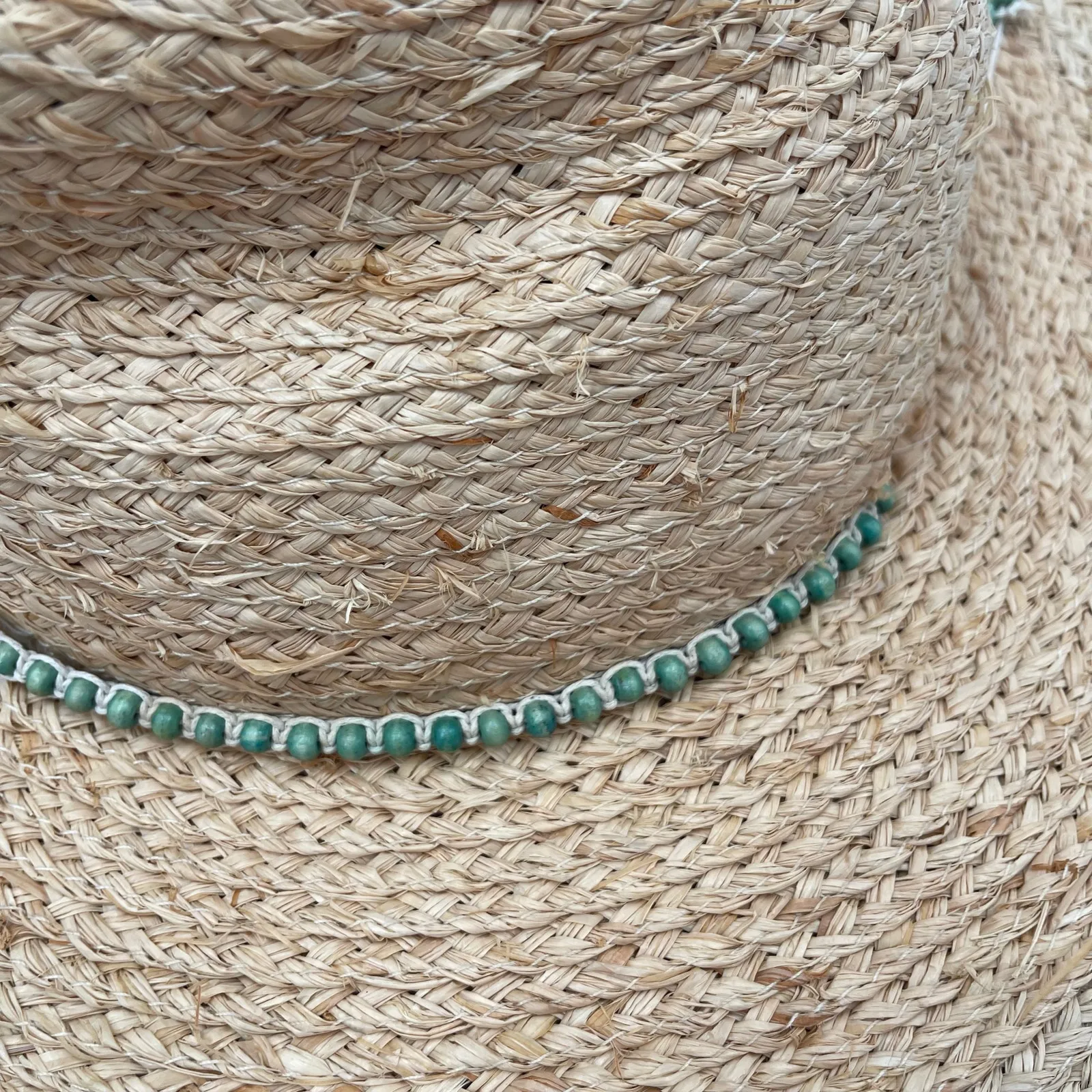 PETER GRIMM Straw Hat Raffia One Size Beaded Tassels Pura Vida Crushable Pack - Image 5