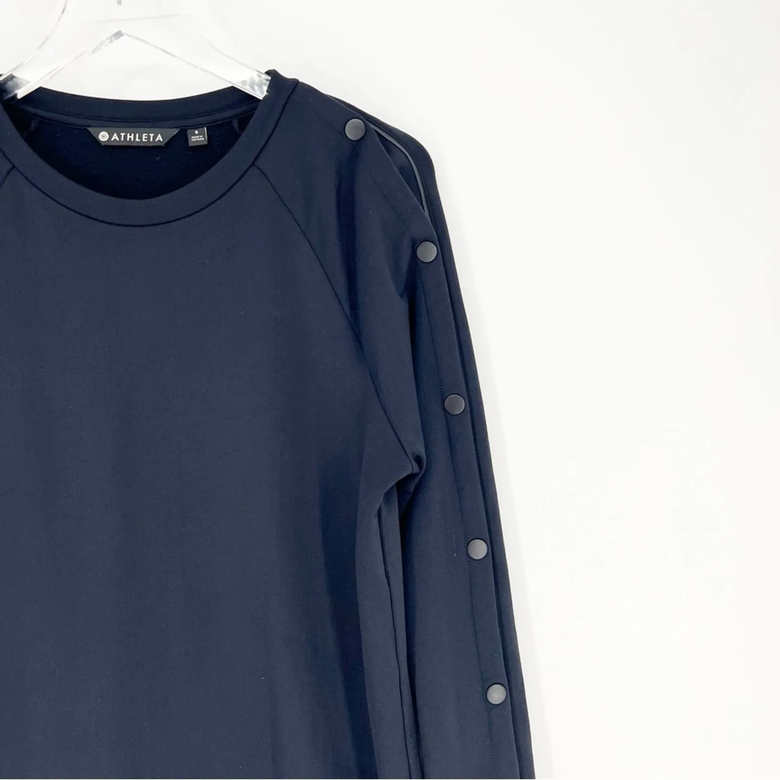 Athleta‎ Snappy Button Arm Sweatshirt Mini Dress S Black - Image 4