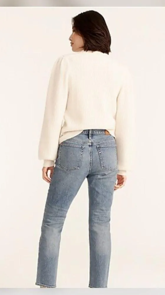 J Crew Slim Boyfriend Ripped Distressed Ankle Jeans In Tinted Indigo Wash 28 - Image 4