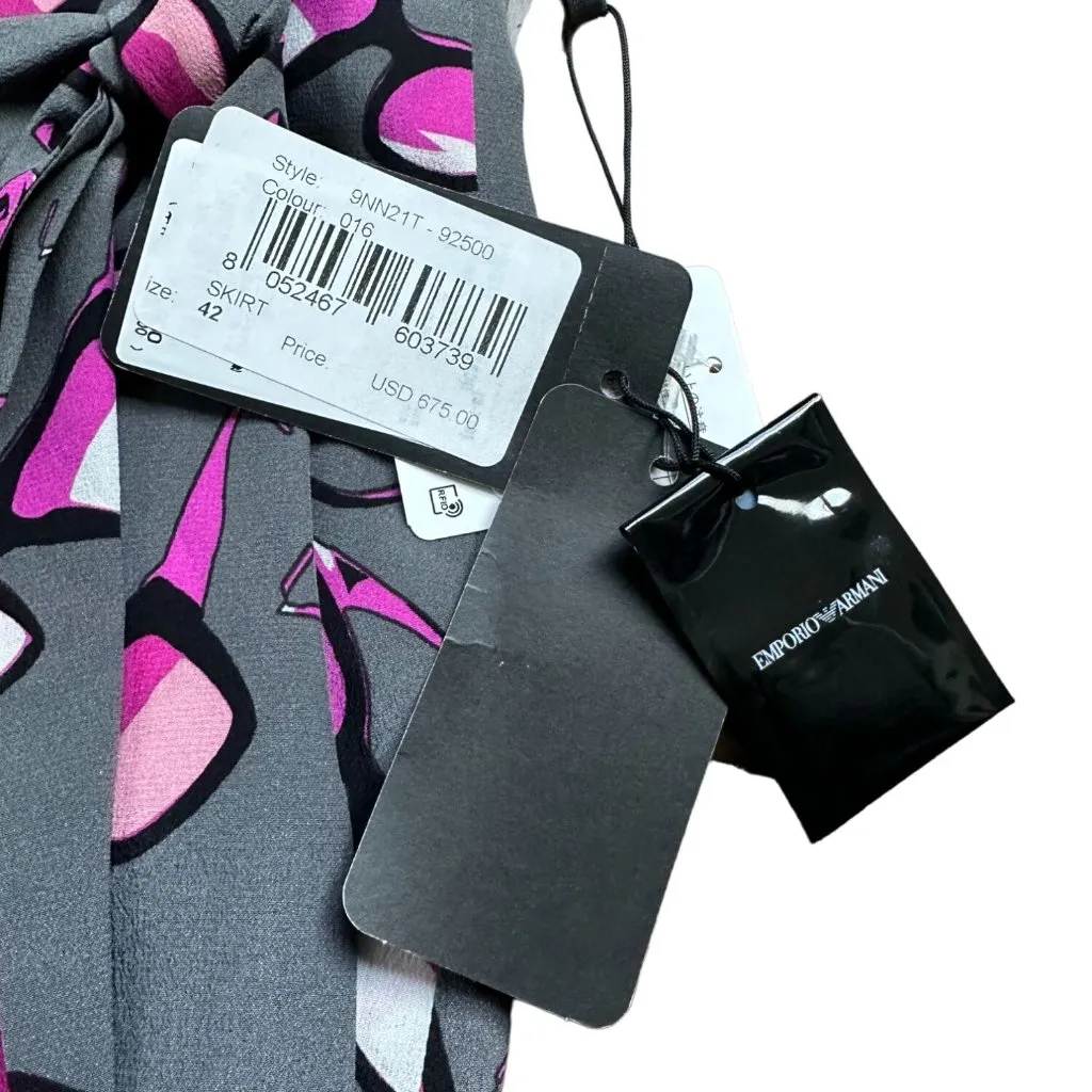 EMPORIO ARMANI Silk Sunglasses Print Wrap Skirt Sz Italian 42 US 6 NEW - Image 4
