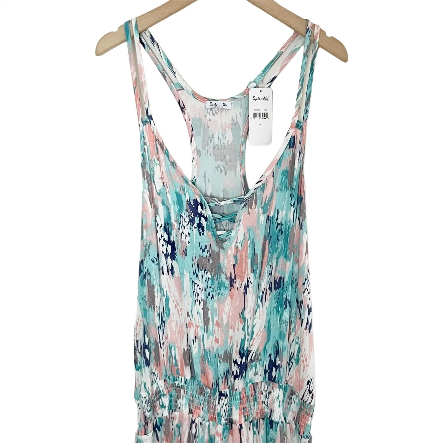 NWT Splendid Sleeveless Cinched Jumpsuit in Marble Ocean Print Size Medium - Image 4