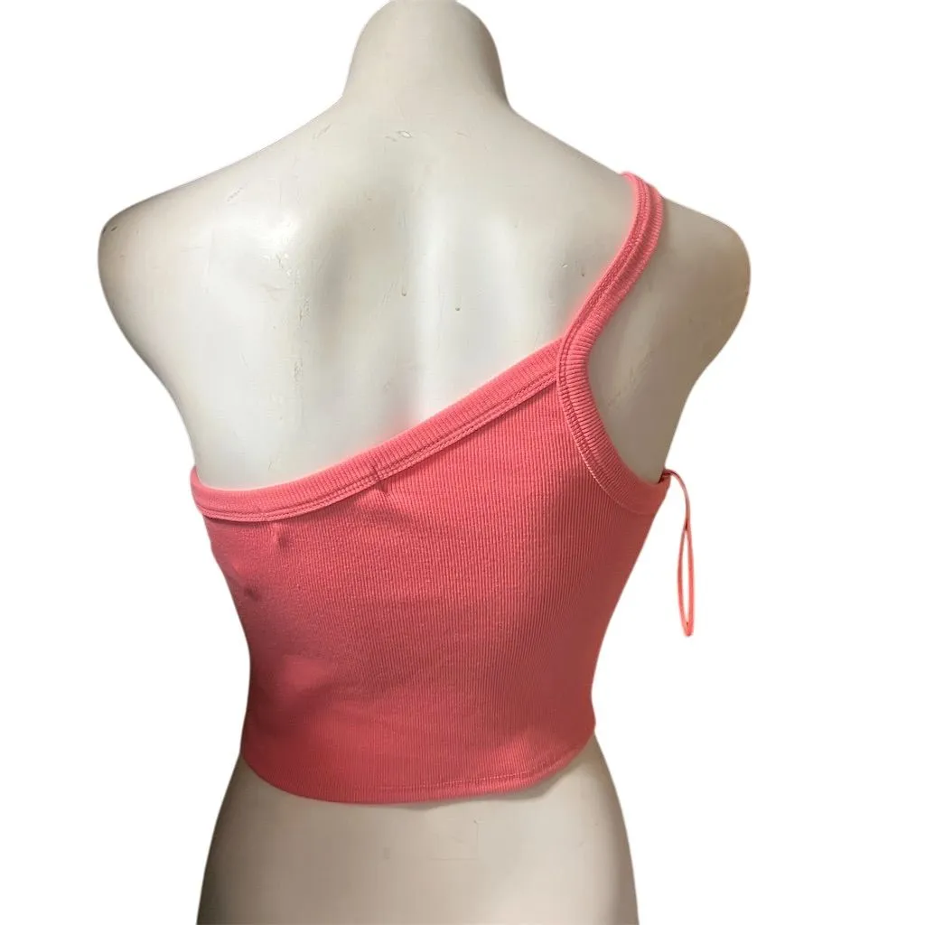 Nectar Clothing Women's One Shoulder Pink Rib-Knit Crop Tank Top Size M - Image 10