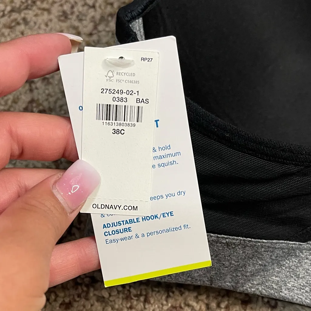 Old Navy Active 38C bra New Grey Black - Image 5