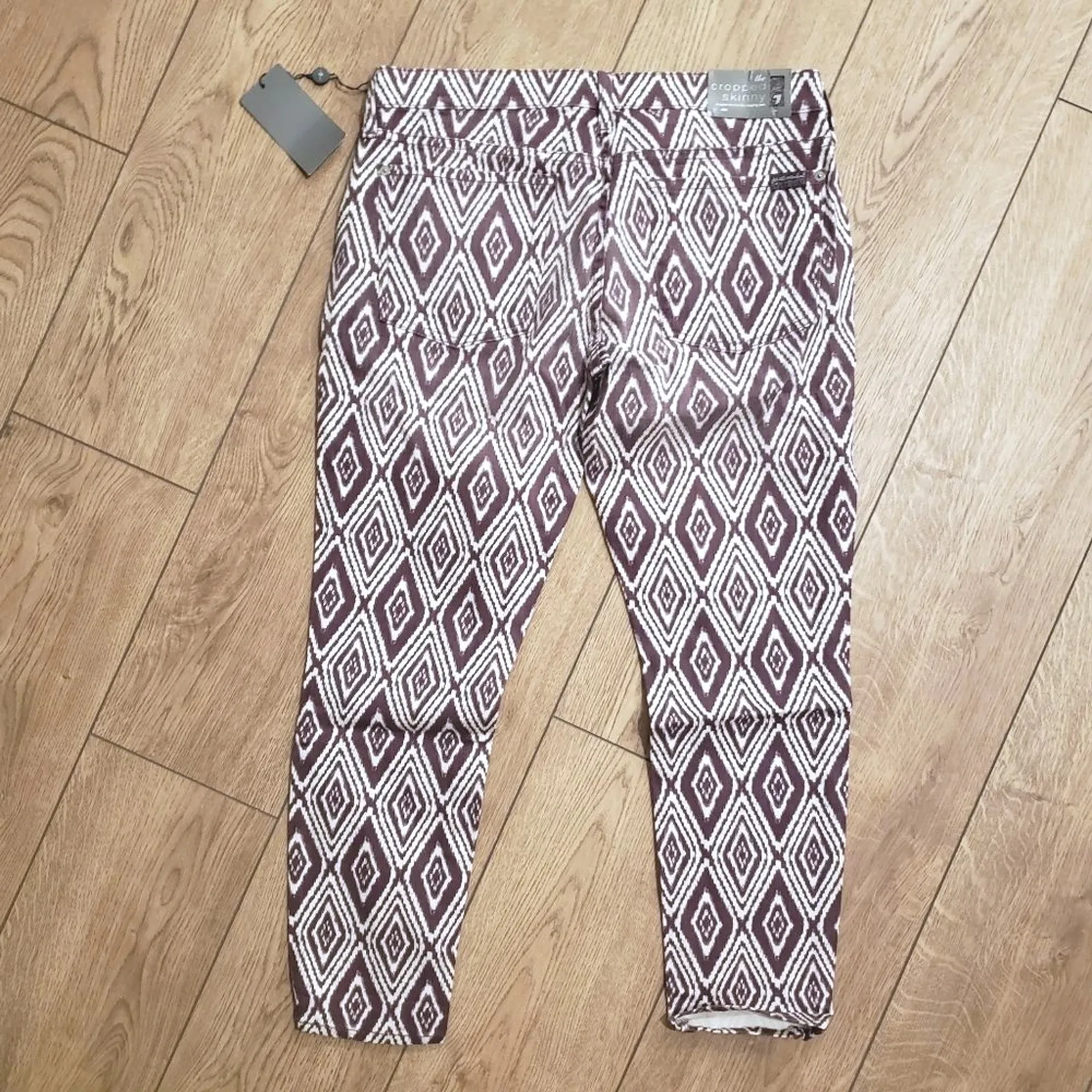 7 For All Mankind Jeans NWT 31 Plum Ikat Cropped Skinny Denim Pants Plum NEW - Image 4