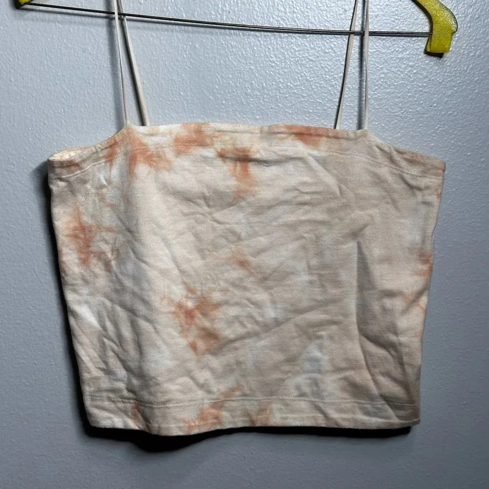 American Eagle Women Orange Tie Dye Crop Top Size Large. - Image 2