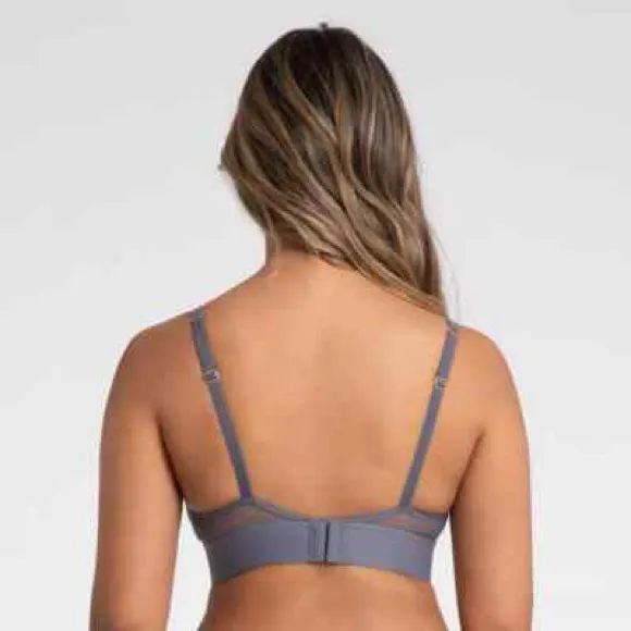 All.You. LIVELY Stripe Mesh Bralette Black Womens Size 32 D Gray - Image 2