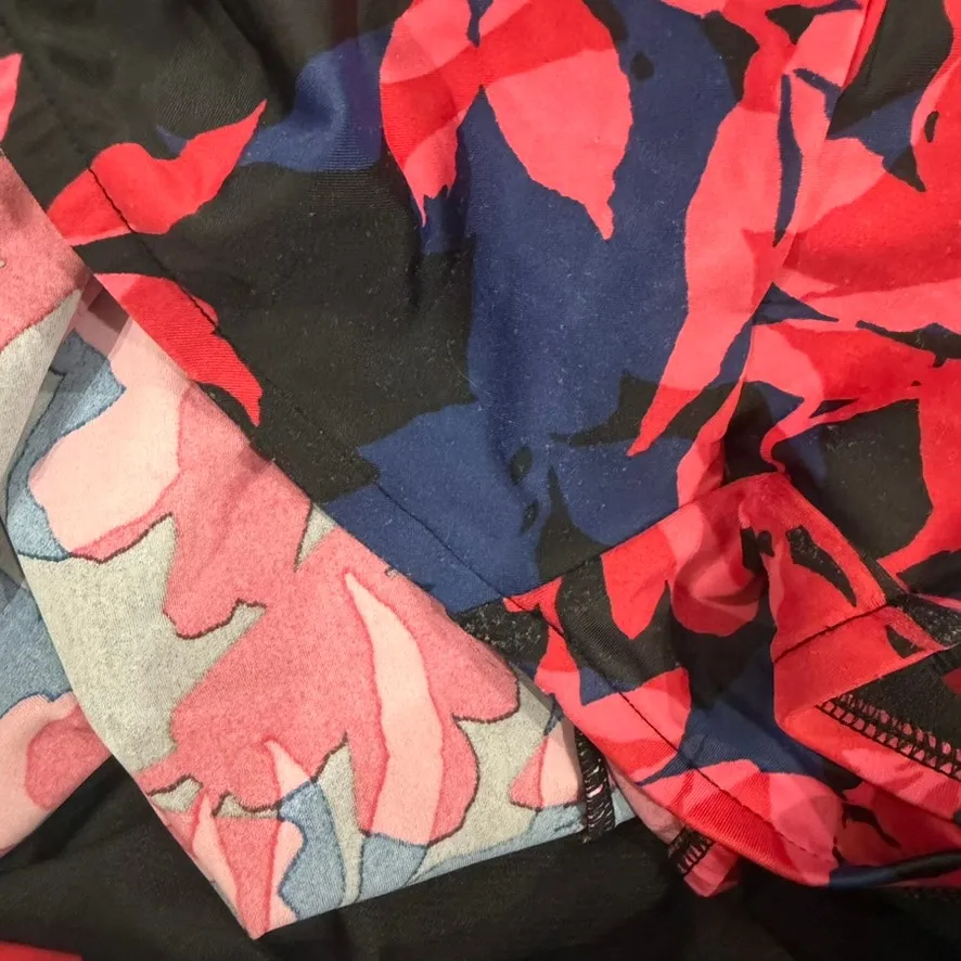 Aqua Green Floral Shirred Cinch-Front One Piece Swimsuit in Multi, Size XL - Image 7