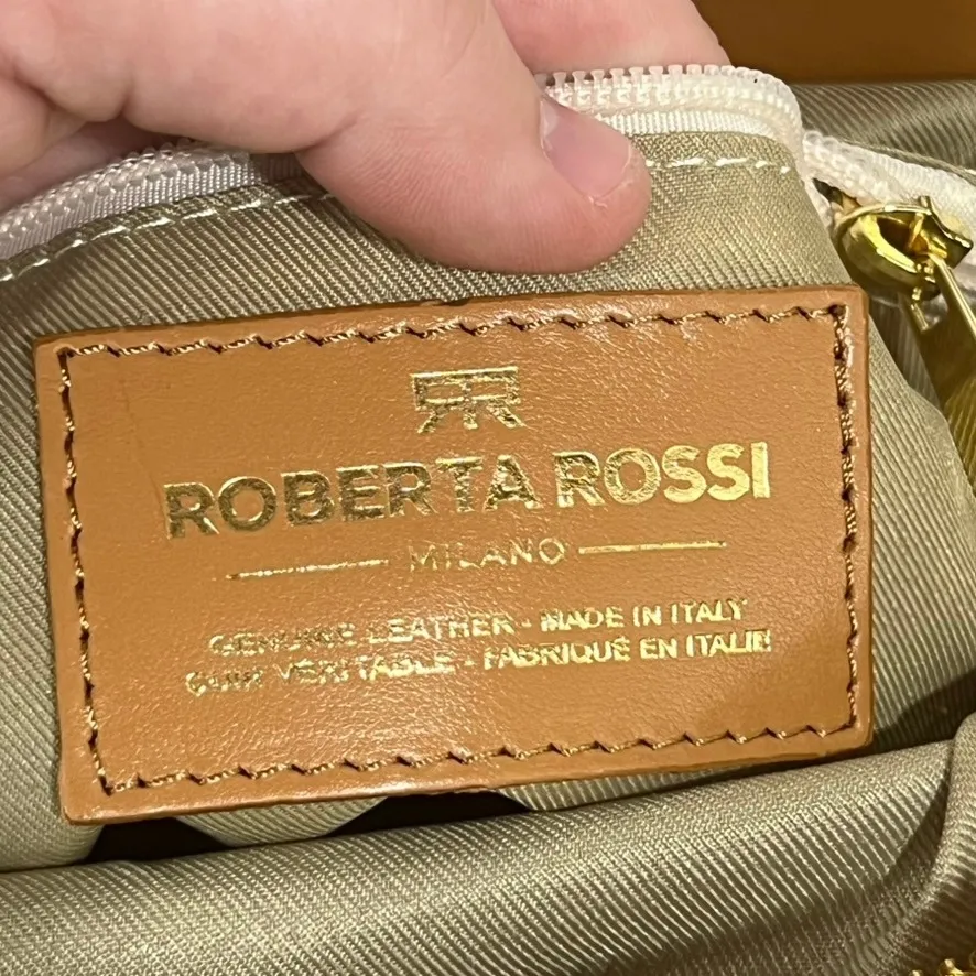 Roberta Rossi Womens Leather Handbag Tote Woven Crossbody Brown Purse - Image 10