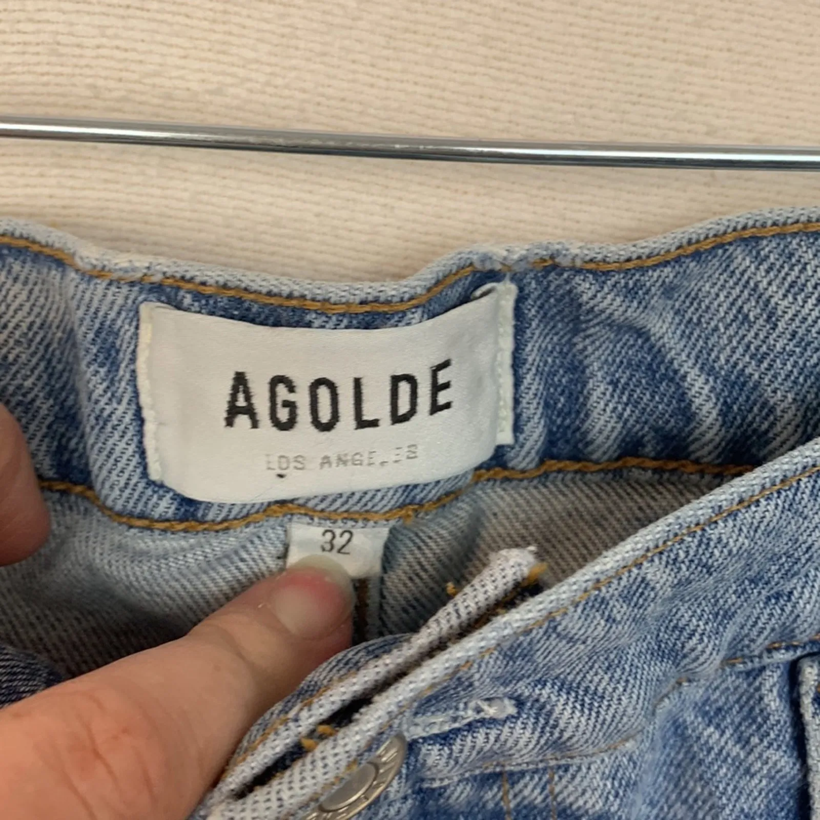 AGOLDE size 32 reworked 90s paper bag pants high rise straight leg baggy acid li - Image 3