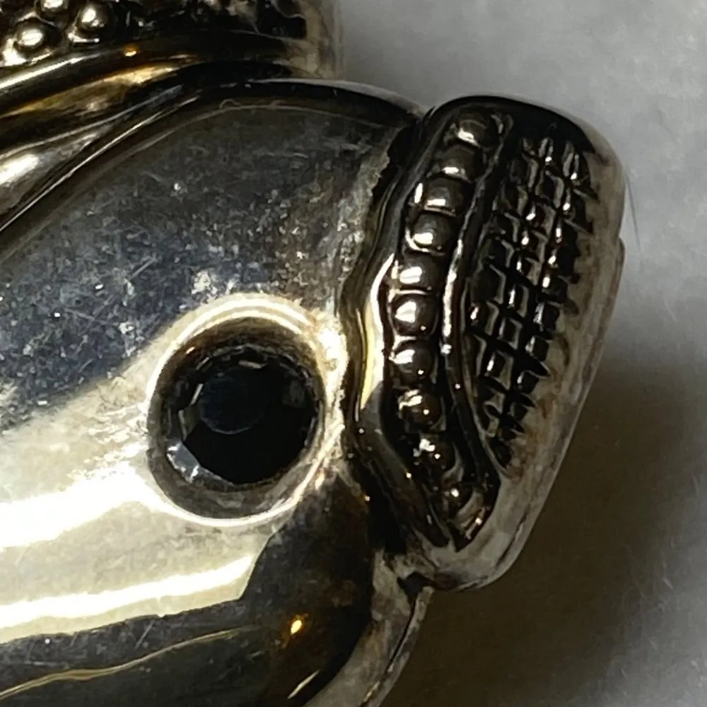 Best Silver Tone Elephant Pin Brooch Pendant VTG Black Eye Alabama Fan Circus - Image 9