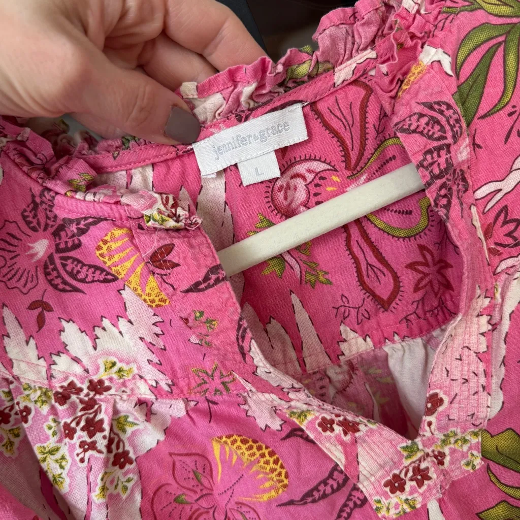 Camellia blouse top ruffle cotton Jennifer&Grace ULLA JOHNSON Lei floral print - Image 3