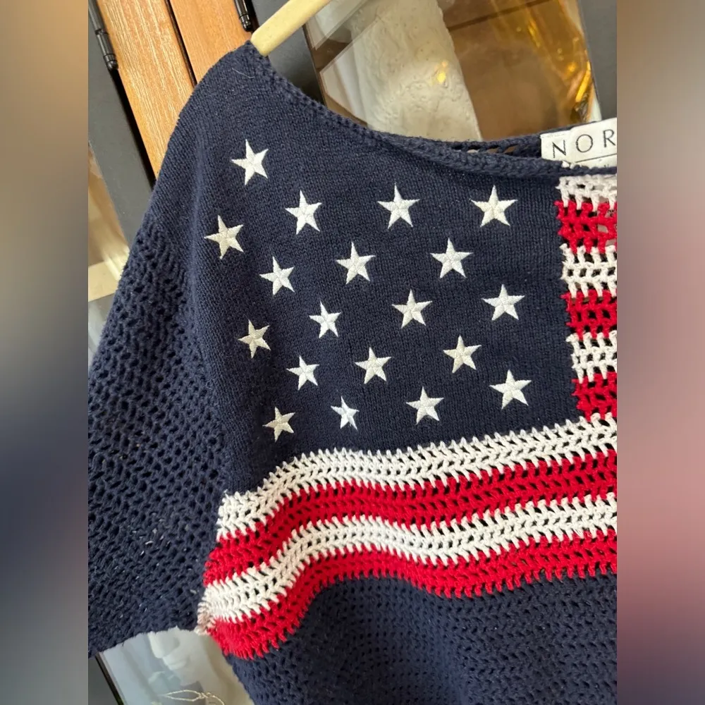 Vintage american flag sweater USA Ralph lauren embroidered stars boat neck top Blue Size XL - Image 2
