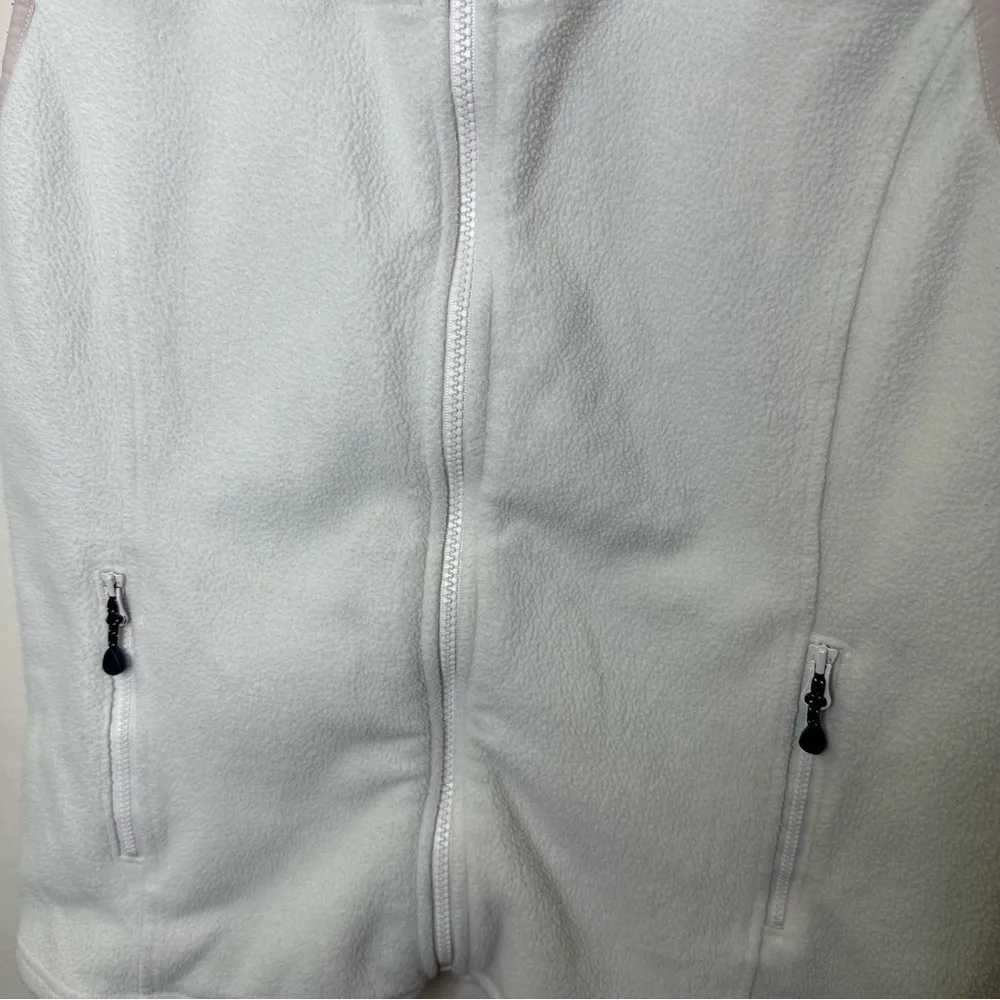 Vineyard Vines Fleece Jacket Women‎ White Solid Full Zip Vest Pocket Collar Sz M - Image 9