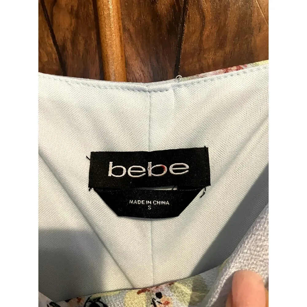 BEBE Cowl Neck Maxi Dress Size Small S Satin Slip Dress Blue Floral FEMININE - Image 5