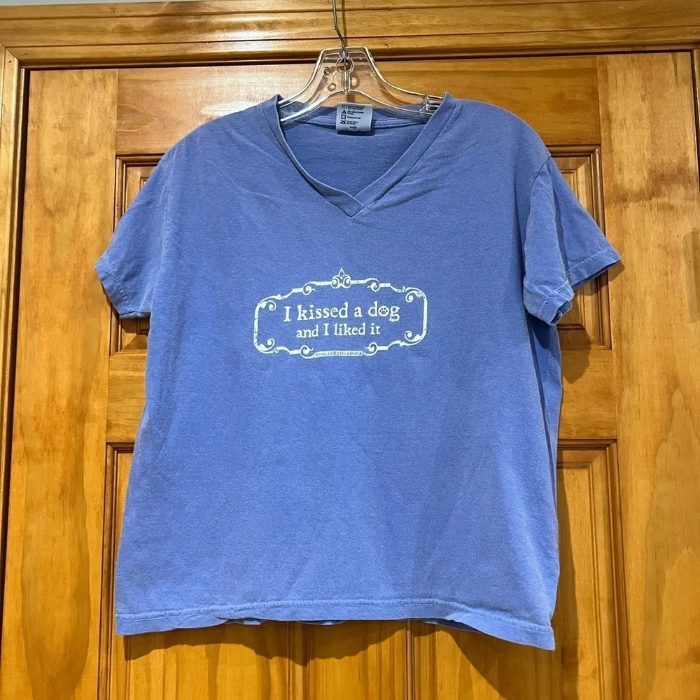 I Kissed A Dog And I Liked It Women’s Light Blue T - Image 3