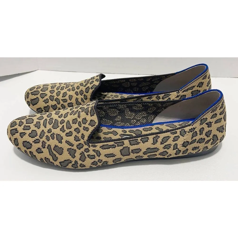 Rothys Spotted Leopard Print Loafers Slip On Round Toe Animal Print Tan Black 12 - Image 4
