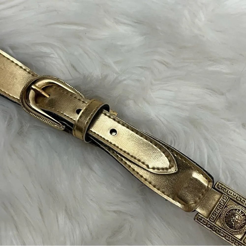 Vintage 90’s Gold Celestial Theme Belt Faux Leather and Metal 28/30 - Image 3