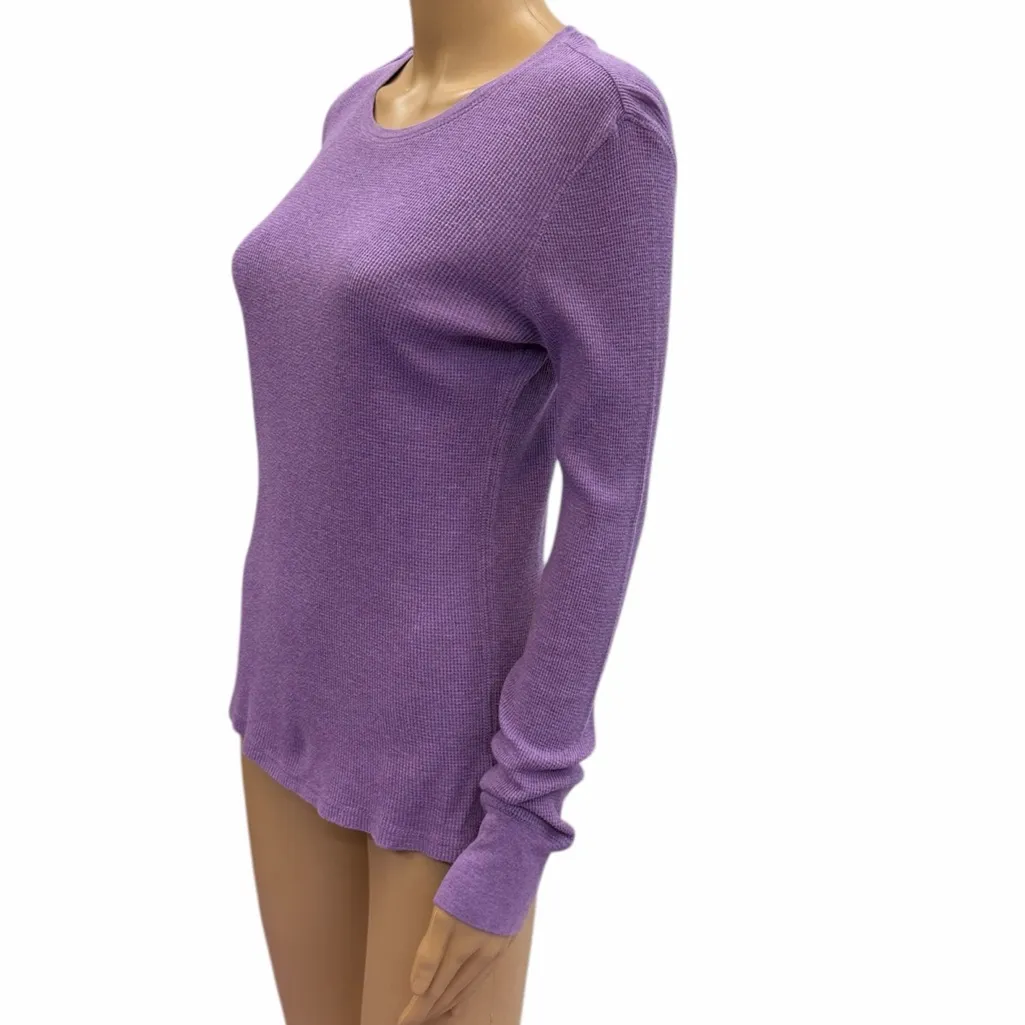 GAP Purple Waffle Knit Thermal Long Sleeve Top Womens Small - Image 3