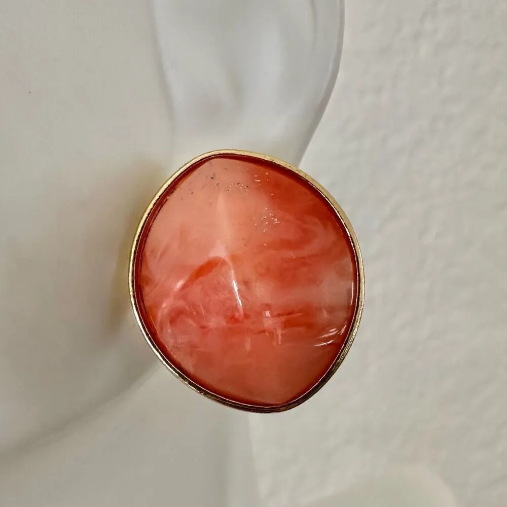 Orange gold tone post earrings - Image 3