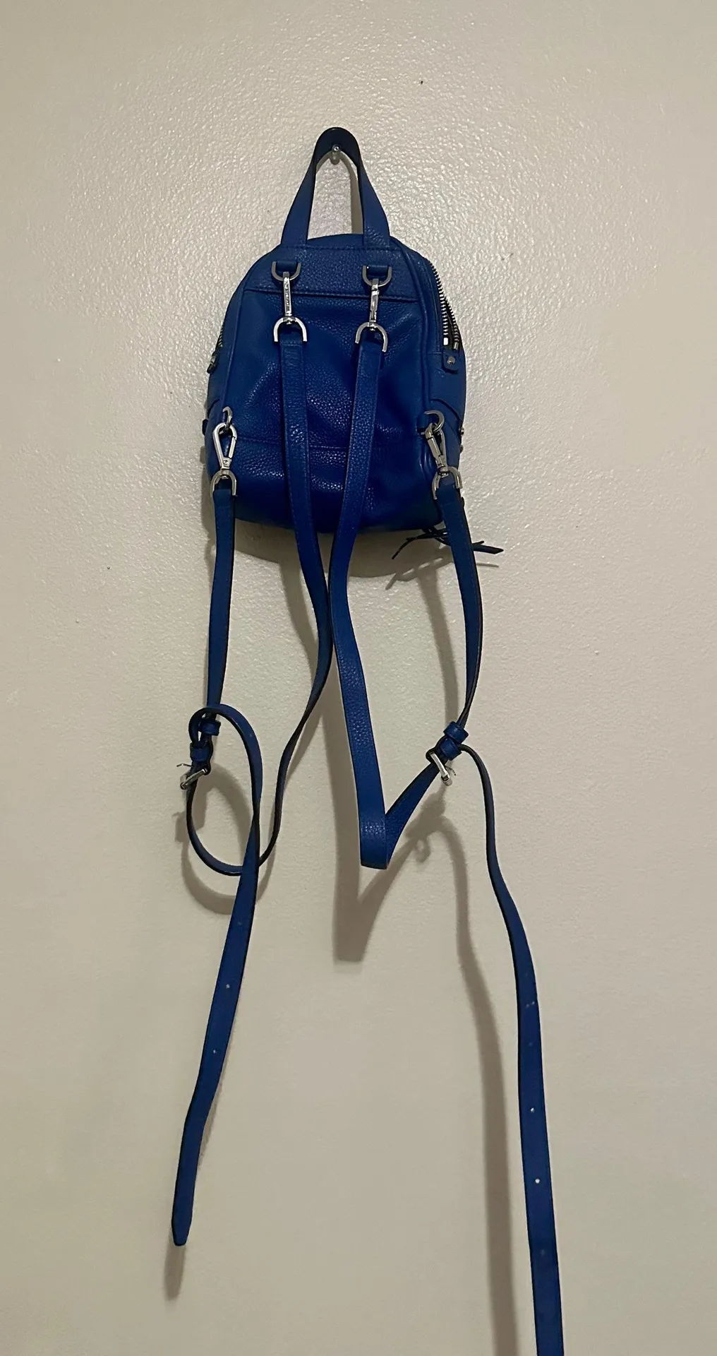 Rhea Electric Blue Mini Leather Backpack - Image 4