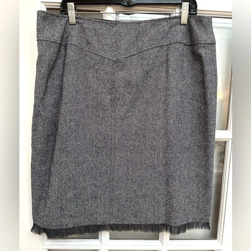 Teri Jon & Rickie Freeman Navy Grey Silk Career Chic Skirt Classic Size 16 XL Gray - Image 10