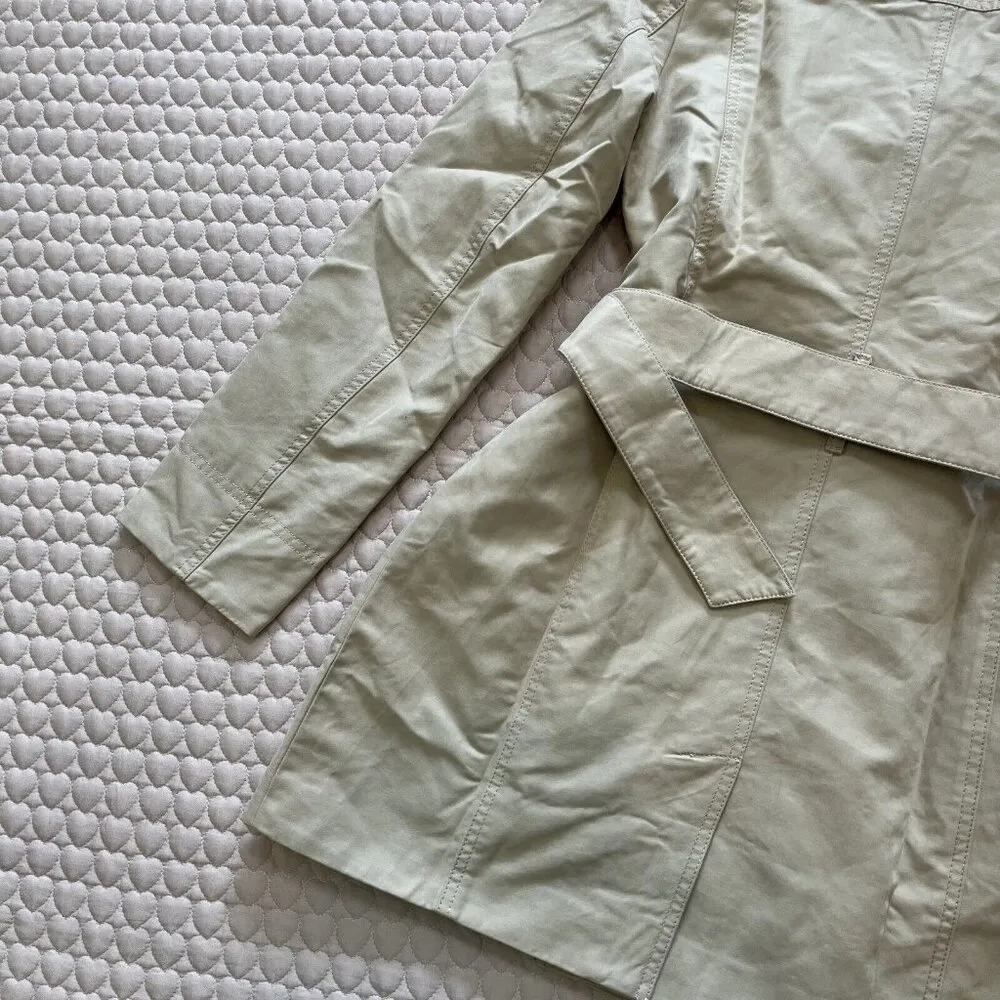 NWOT Crew Women's Trench Coats With Belt Jackets Flower lining Size 14 Khaki Tan - Image 9