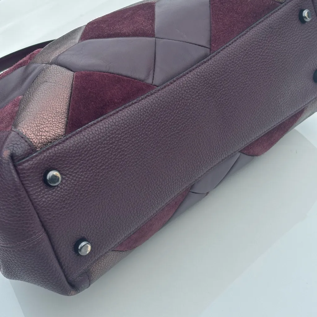 Coach Patchwork Leather Shoulder Bag 
- Purple and Burgundy - Image 6