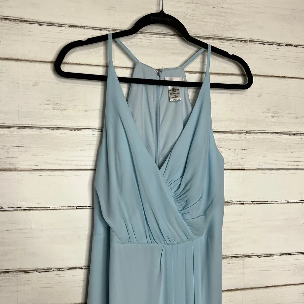 Bill Levkoff Halle Chiffon A Line Princess Dress Light Blue Size 10 - Image 10
