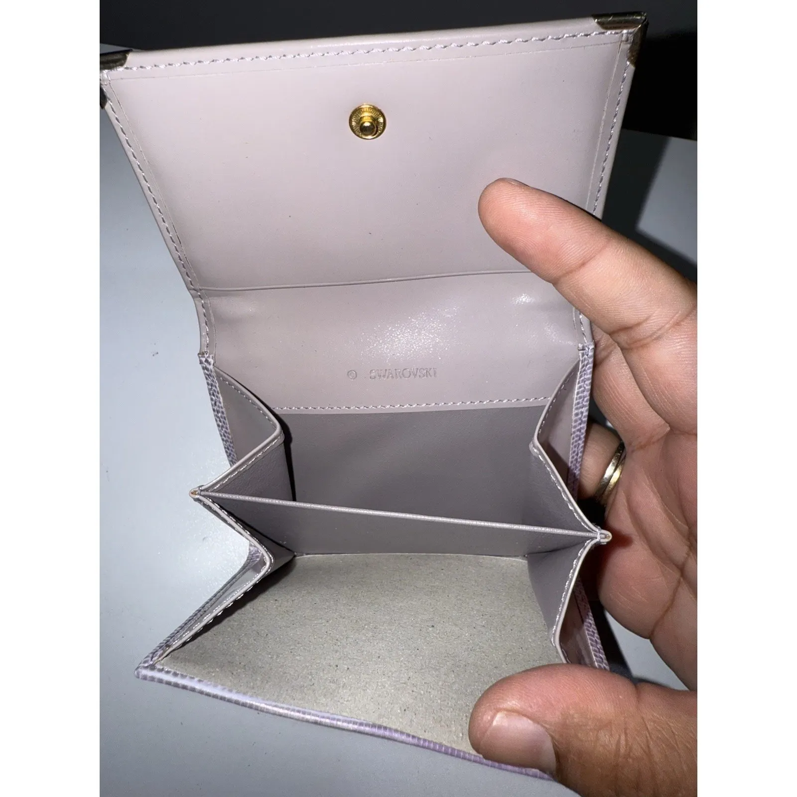Authentic Swarovski Women's Lilac Rhinestoned Small‎ Wallet Card Coin Holder - Image 2