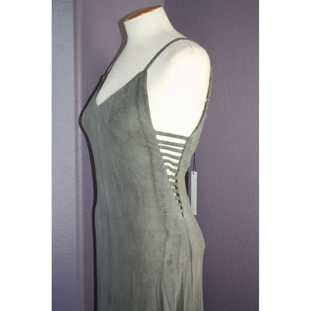 NWT Gypsy 05 Sand Gray Deep V Bamboo Side Strap Detail Maxi Dress S $187 - Image 5